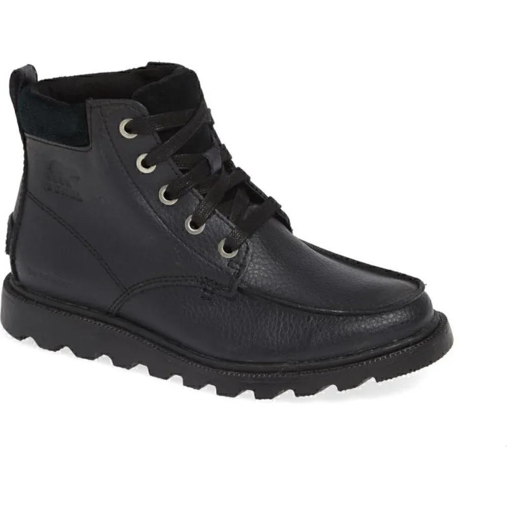 Sorel Madson Black Leather Waterproof Moc Toe Boot Size 5 EUR 37